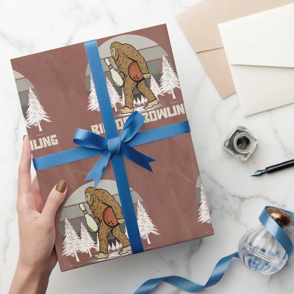 Funny Bigfoot Bowling Wrapping Paper Roll Gift For Bowler - Wonder Print Shop