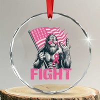 Funny Bigfoot Breast Cancer Awareness Crystal Glass Ornament Fight Pink Ribbon TS11