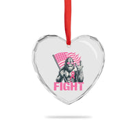 Funny Bigfoot Breast Cancer Awareness Heart Crystal Glass Ornament Fight Pink Ribbon - Wonder Print Shop