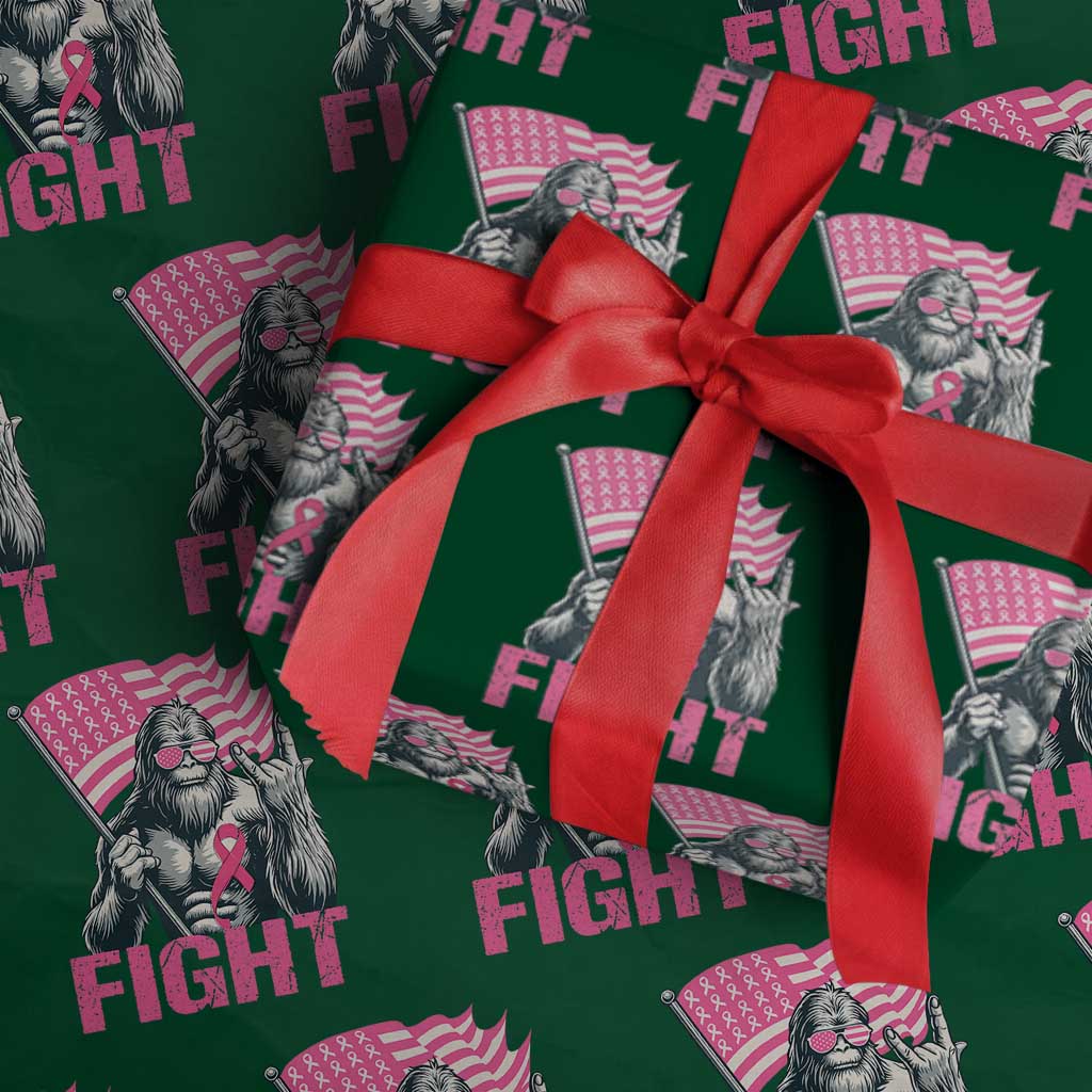 Funny Bigfoot Breast Cancer Awareness Wrapping Paper Roll Fight Pink Ribbon - Wonder Print Shop