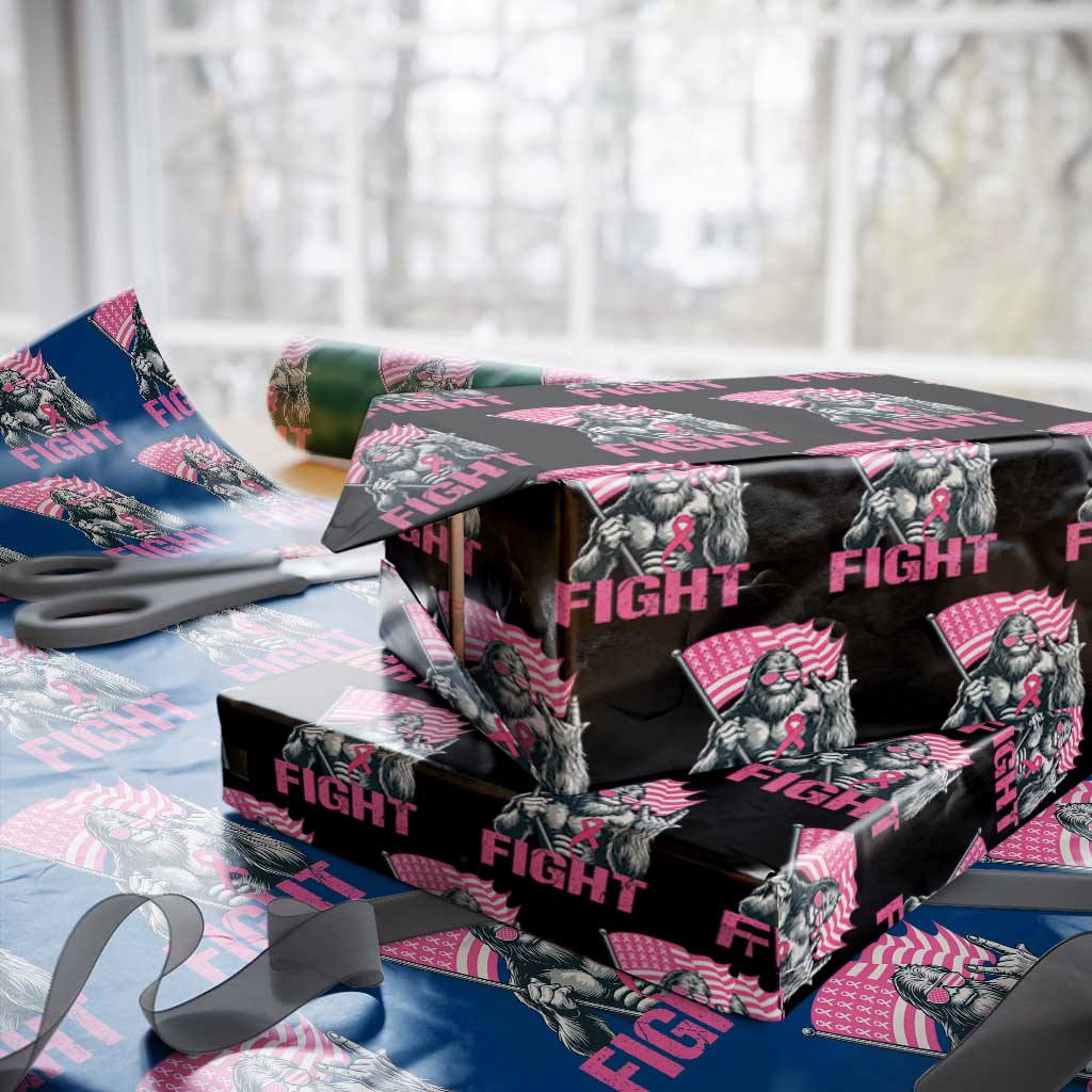Funny Bigfoot Breast Cancer Awareness Wrapping Paper Roll Fight Pink Ribbon - Wonder Print Shop