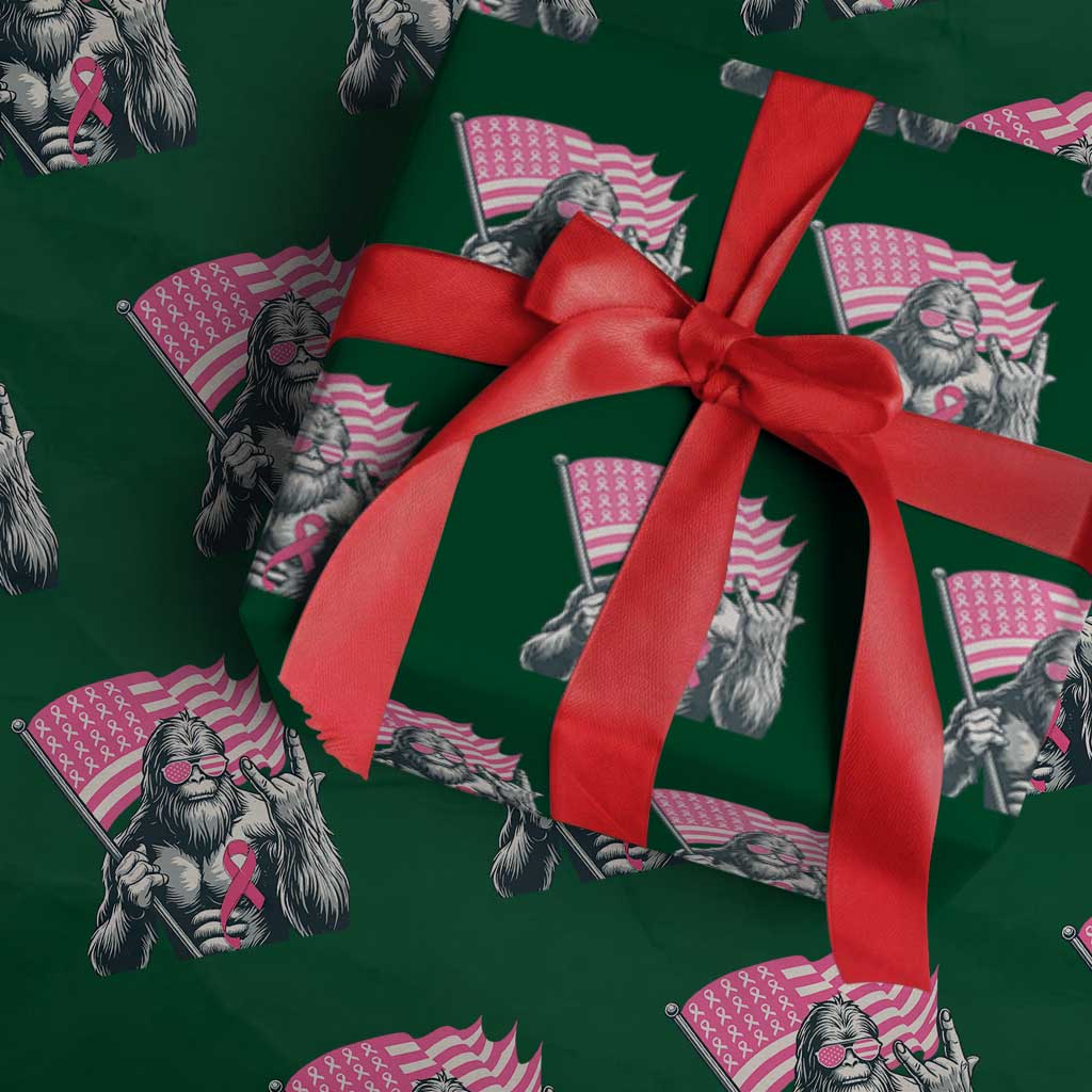 Funny Bigfoot Breast Cancer Awareness Wrapping Paper Roll Sasquatch Pink Ribbon - Wonder Print Shop