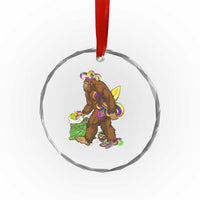 Funny Bigfoot Carnival Mardi Gras Party Crystal Glass Ornament