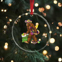 Funny Bigfoot Carnival Mardi Gras Party Crystal Glass Ornament