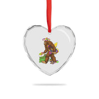 Funny Bigfoot Carnival Mardi Gras Party Heart Crystal Glass Ornament