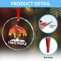 Funny Bigfoot Christmas Crystal Glass Ornament I Hate People - Wonder Print Shop