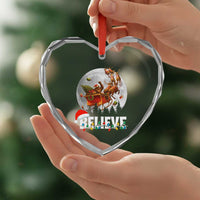 Funny Bigfoot Christmas Heart Crystal Glass Ornament Believe Santa Sasquatch Xmas Reindeer Sleigh - Wonder Print Shop
