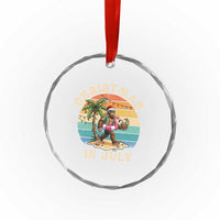 Funny Bigfoot Christmas In July Beach Vacation Crystal Glass Ornament