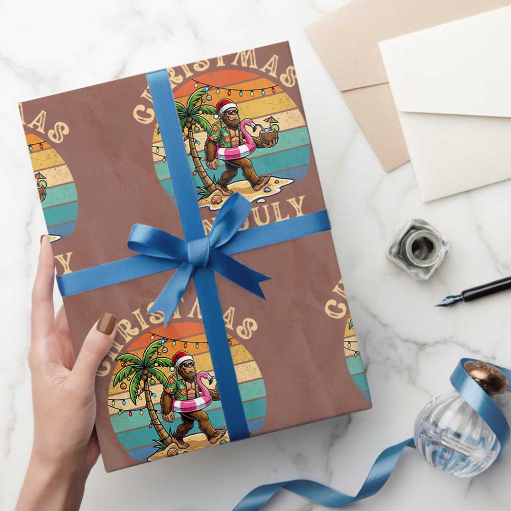 Funny Bigfoot Christmas In July Beach Vacation Wrapping Paper Roll