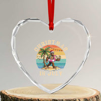 Funny Bigfoot Christmas In July Beach Vacation Heart Crystal Glass Ornament