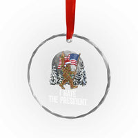 Funny Bigfoot Christmas Political Meme Crystal Glass Ornament I Hate The President - Wonder Print Shop