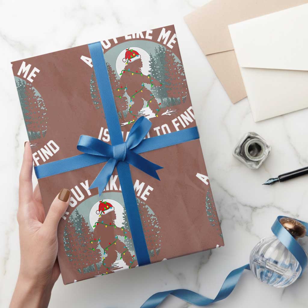 Funny Bigfoot Christmas Wrapping Paper Roll A Guy Like Me Is Hard To Find - Wonder Print Shop