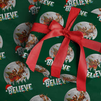 Funny Bigfoot Christmas Wrapping Paper Roll Believe Santa Sasquatch Xmas Reindeer Sleigh - Wonder Print Shop