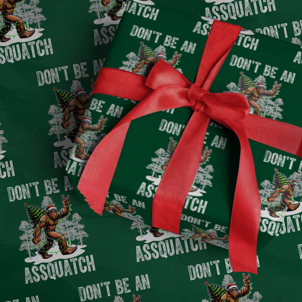 Funny Bigfoot Christmas Wrapping Paper Roll Do Not Be An Assquatch - Wonder Print Shop