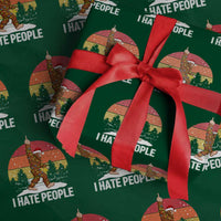 Funny Bigfoot Christmas Wrapping Paper Roll I Hate People - Wonder Print Shop