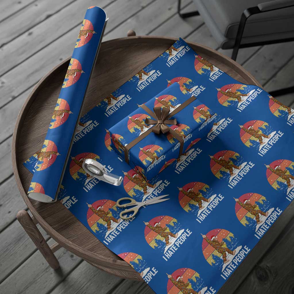 Funny Bigfoot Christmas Wrapping Paper Roll I Hate People - Wonder Print Shop