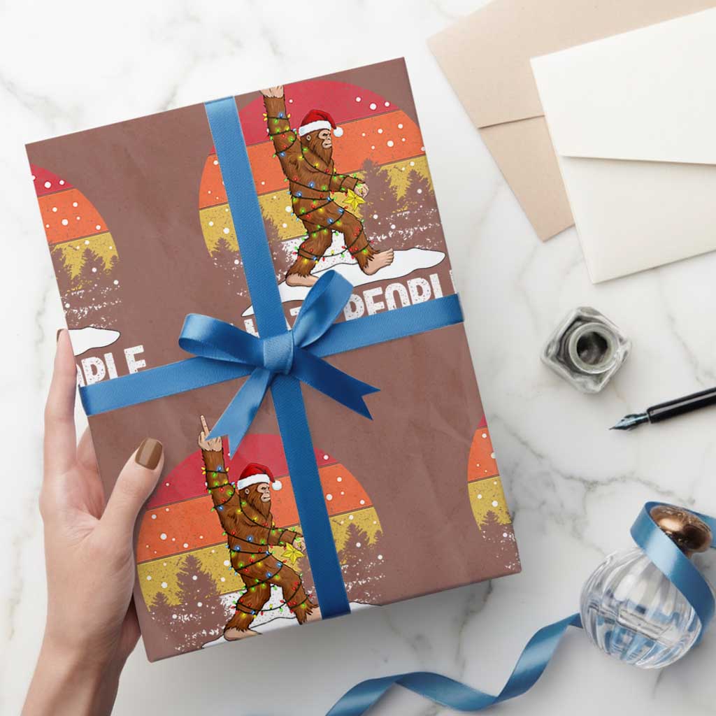 Funny Bigfoot Christmas Wrapping Paper Roll I Hate People - Wonder Print Shop