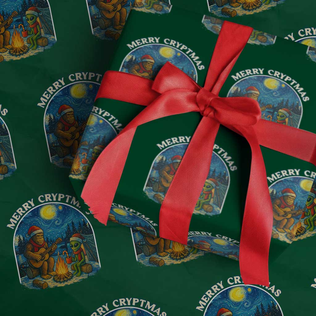 Funny Bigfoot Christmas Wrapping Paper Roll Sasquatch Alien Merry Cryptmas - Wonder Print Shop
