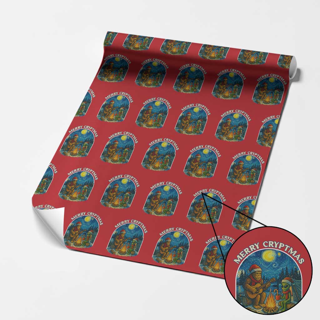 Funny Bigfoot Christmas Wrapping Paper Roll Sasquatch Alien Merry Cryptmas - Wonder Print Shop