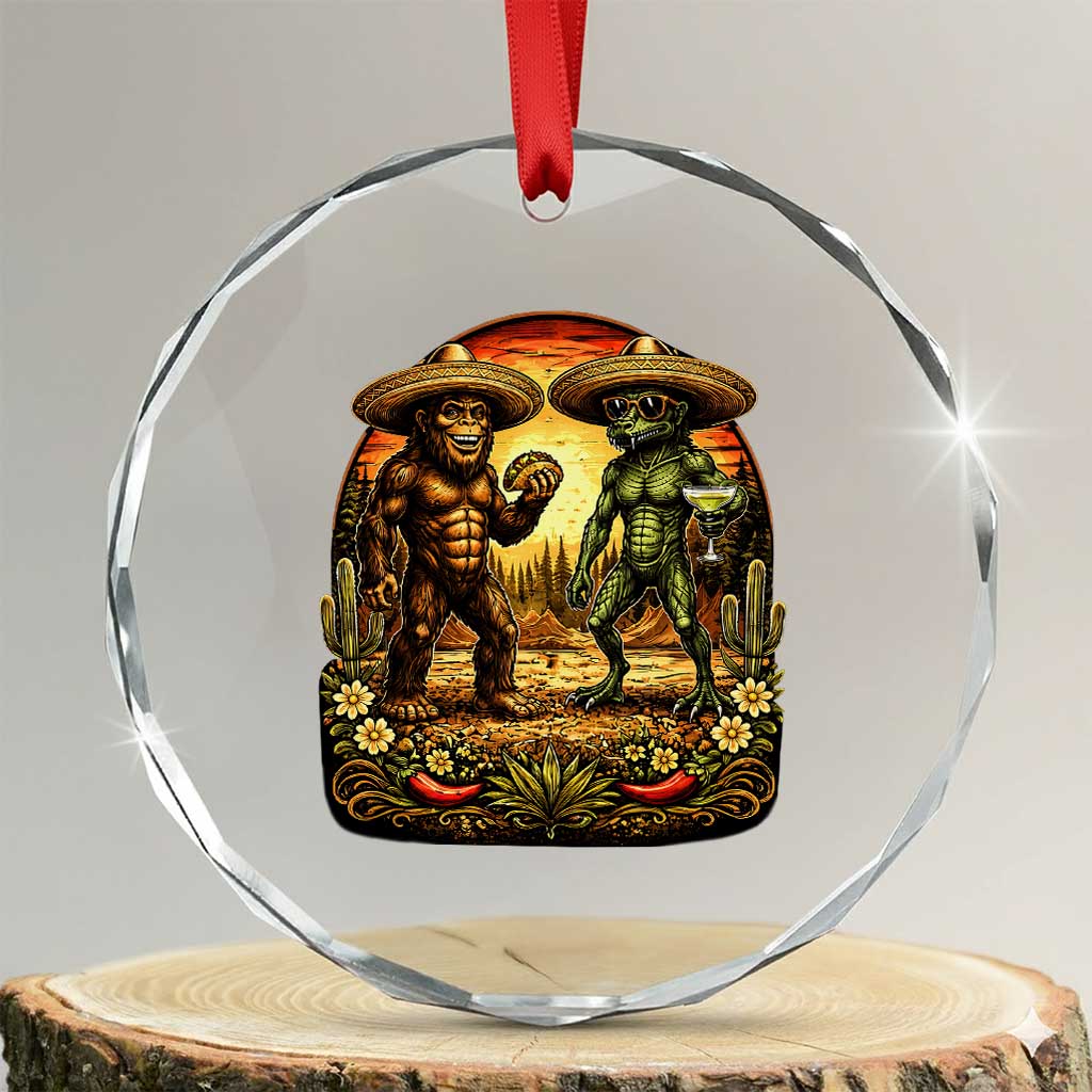 Funny Bigfoot Chupacabra Cinco De Mayo Crystal Glass Ornament Cryptid Lover Gift