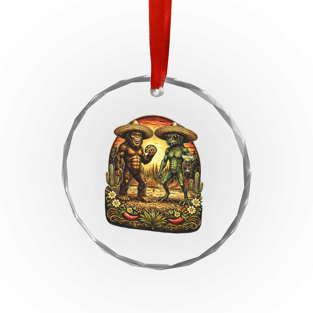 Funny Bigfoot Chupacabra Cinco De Mayo Crystal Glass Ornament Cryptid Lover Gift
