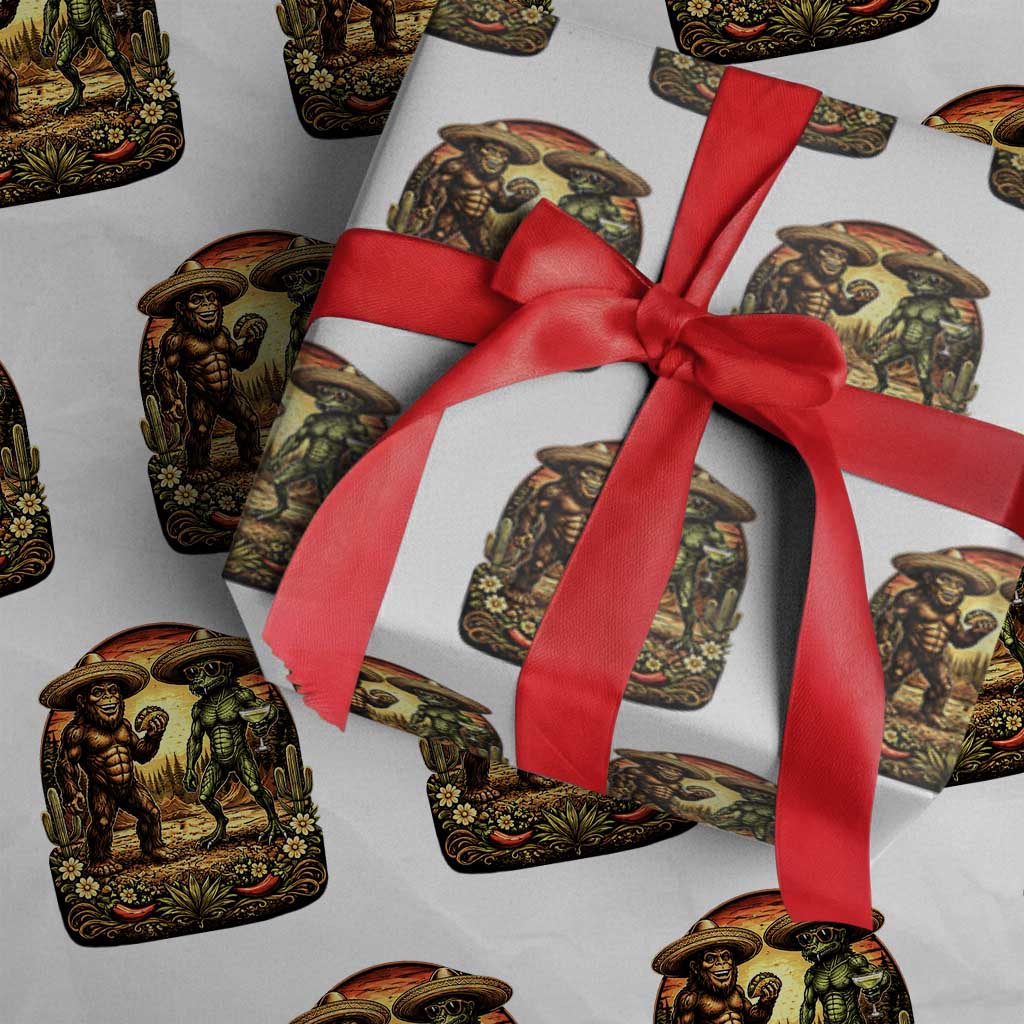 Funny Bigfoot Chupacabra Cinco De Mayo Wrapping Paper Roll Cryptid Lover Gift