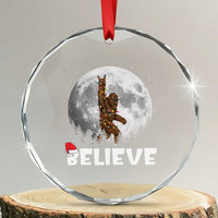 Funny Bigfoot Crystal Glass Ornament Cool Full Moon & Trees Sasquatch Xmas Lights TS10