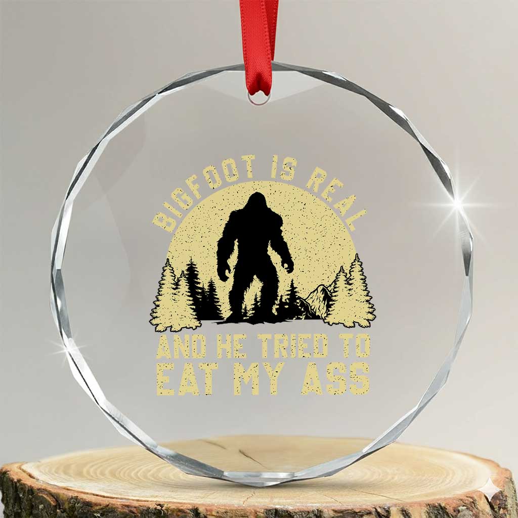 Funny Bigfoot Crystal Glass Ornament Sasquatch Big Foot Eat My Ass Vintage Cryptid Meme - Wonder Print Shop