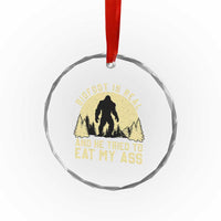 Funny Bigfoot Crystal Glass Ornament Sasquatch Big Foot Eat My Ass Vintage Cryptid Meme - Wonder Print Shop