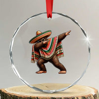 Funny Bigfoot Dabbing Cinco De Mayo Fiesta Crystal Glass Ornament