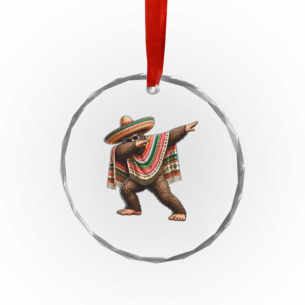 Funny Bigfoot Dabbing Cinco De Mayo Fiesta Crystal Glass Ornament