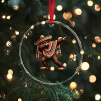 Funny Bigfoot Dabbing Cinco De Mayo Fiesta Crystal Glass Ornament