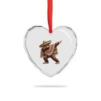Funny Bigfoot Dabbing Cinco De Mayo Fiesta Heart Crystal Glass Ornament