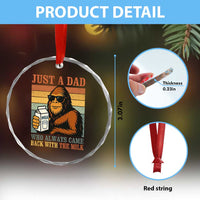 Funny Bigfoot Dad Crystal Glass Ornament Just A Dad Who Always Came Back With The Milk Retro Father's Day - Wonder Print Shop