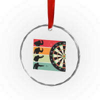 Funny Bigfoot Dart Player Crytid Sunset Retro Vintage Crystal Glass Ornament Dartist Gift - Wonder Print Shop