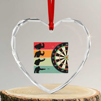 Funny Bigfoot Dart Player Crytid Sunset Retro Vintage Heart Crystal Glass Ornament Dartist Gift - Wonder Print Shop