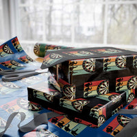 Funny Bigfoot Dart Player Crytid Sunset Retro Vintage Wrapping Paper Roll Dartist Gift - Wonder Print Shop