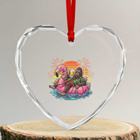 Funny Bigfoot Drinking Beer Christmas in July Heart Crystal Glass Ornament