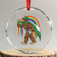 Funny Bigfoot Drinking Beer Crystal Glass Ornament St Patricks Day Soccer Lover