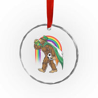 Funny Bigfoot Drinking Beer Crystal Glass Ornament St Patricks Day Soccer Lover