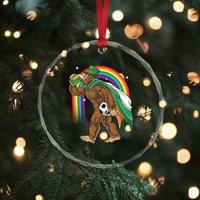 Funny Bigfoot Drinking Beer Crystal Glass Ornament St Patricks Day Soccer Lover