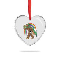 Funny Bigfoot Drinking Beer Heart Crystal Glass Ornament St Patricks Day Soccer Lover