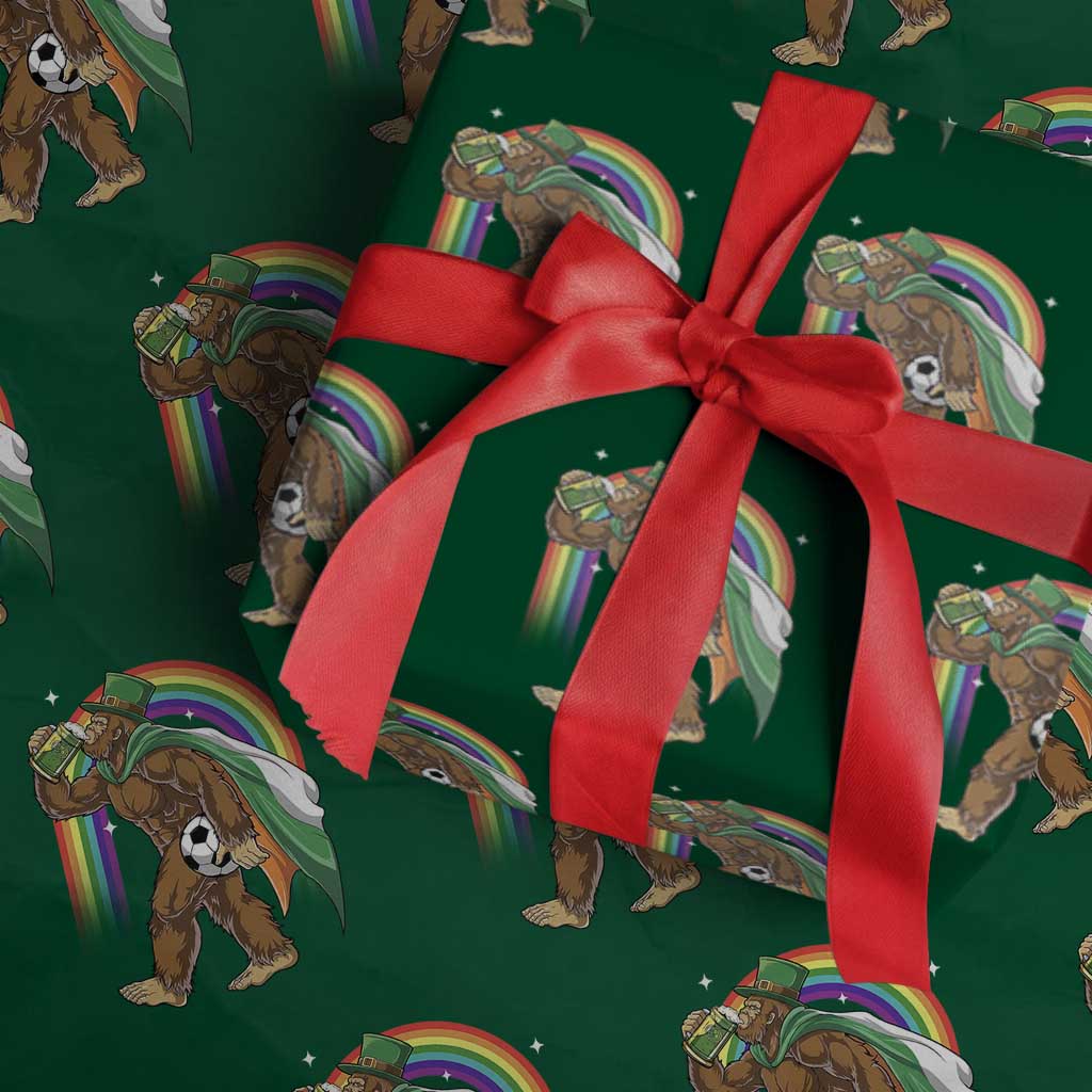 Funny Bigfoot Drinking Beer Wrapping Paper Roll St Patricks Day Soccer Lover