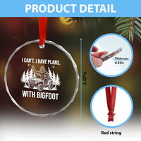 Funny Bigfoot Driving Car Crystal Glass Ornament I Cant I Have Plans With Bigfoot TS12