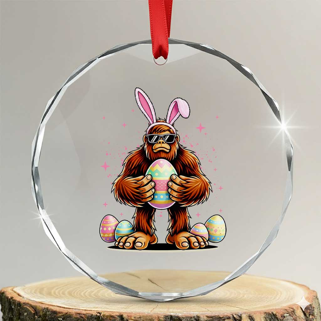 Funny Bigfoot Easter Day Bunny Sasquatch Egg Crystal Glass Ornament