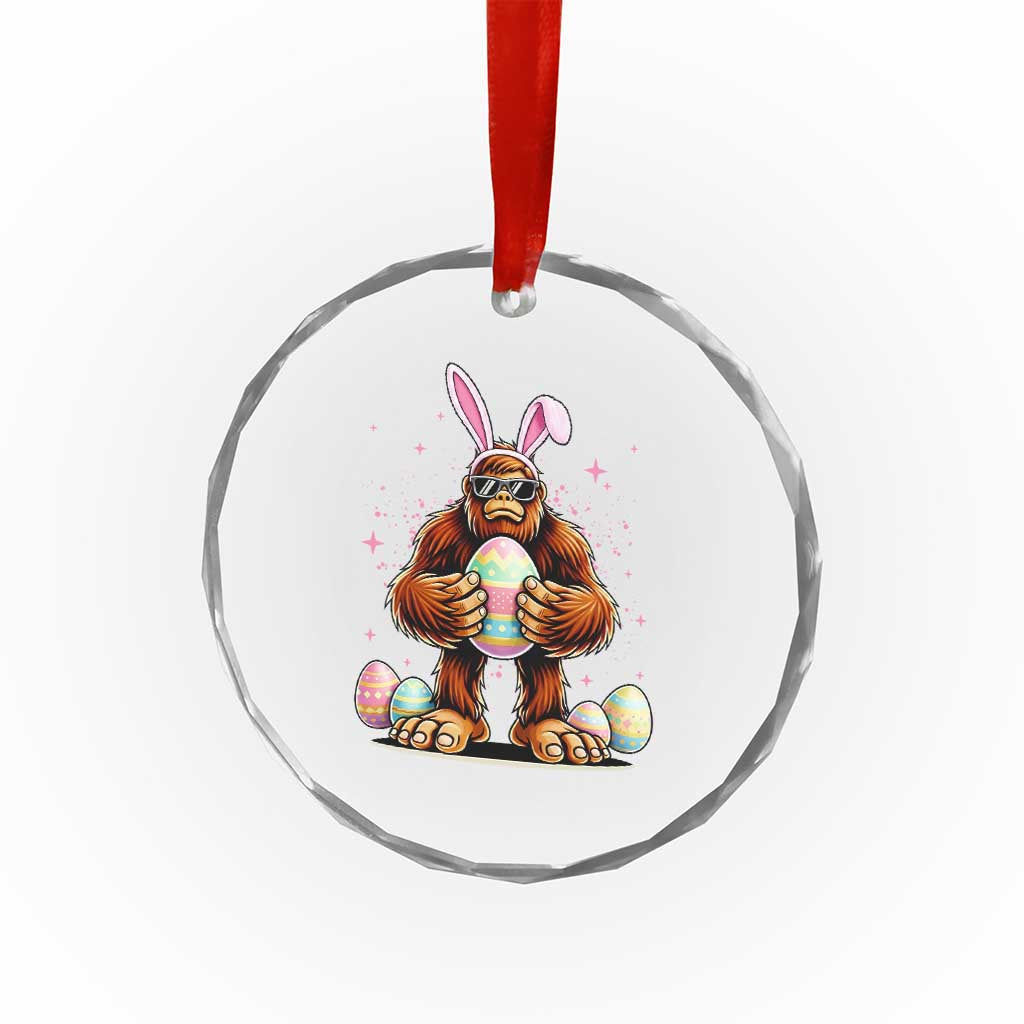 Funny Bigfoot Easter Day Bunny Sasquatch Egg Crystal Glass Ornament