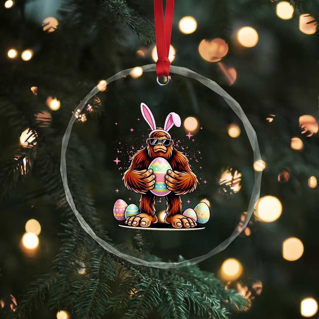 Funny Bigfoot Easter Day Bunny Sasquatch Egg Crystal Glass Ornament