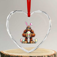 Funny Bigfoot Easter Day Bunny Sasquatch Egg Heart Crystal Glass Ornament