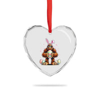 Funny Bigfoot Easter Day Bunny Sasquatch Egg Heart Crystal Glass Ornament