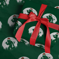 Funny Bigfoot Fishing Christmas Wrapping Paper Roll Sasquatch Moon Fisherman - Wonder Print Shop